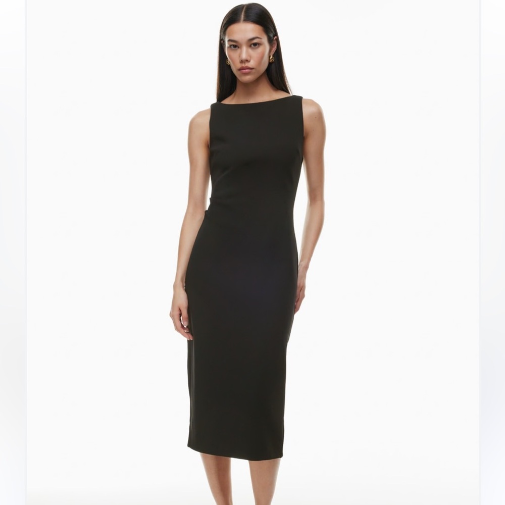 Aritzia Black Sleeveless Midi Sheath Dress